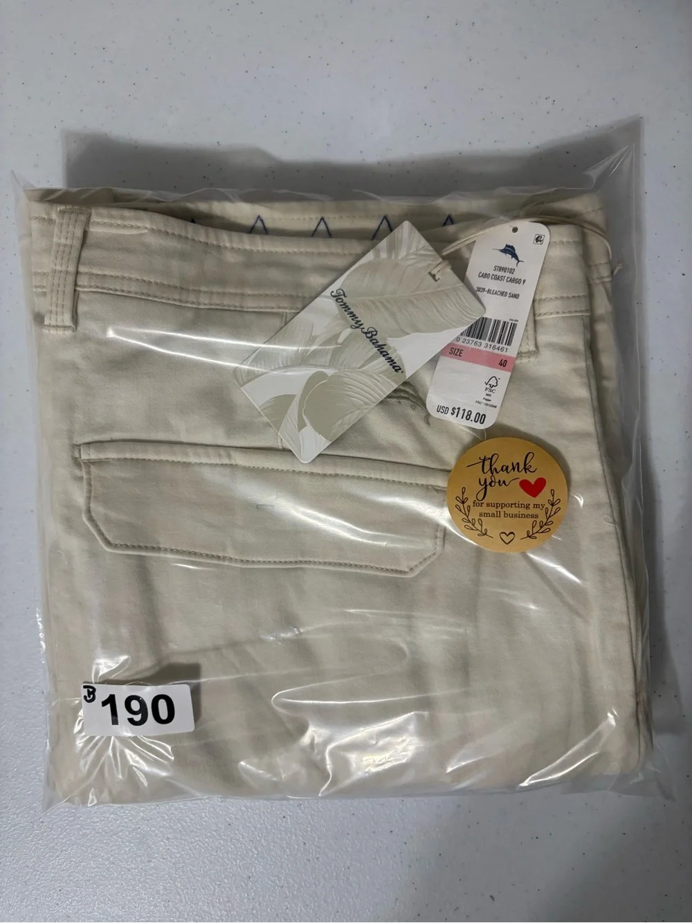 Tommy Bahama Coast Cargo Short Men’s Size 49x9” sand Stretch soft casual NWT